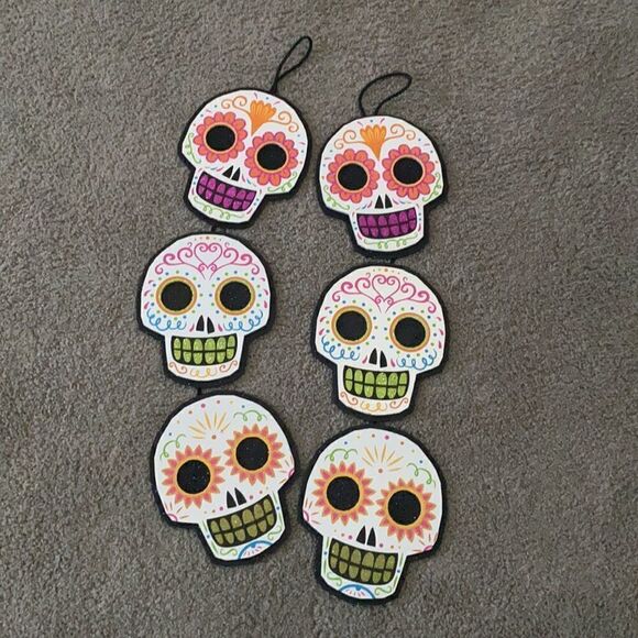 Halloween Sugar Skull Wall Signs NWT - Picture 1 of 5